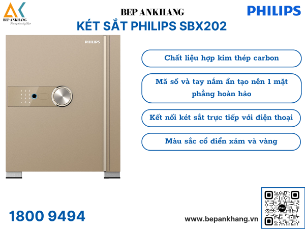 Két Sắt PHILIPS SBX202 - 6C0 - Màu vàng 60 KG